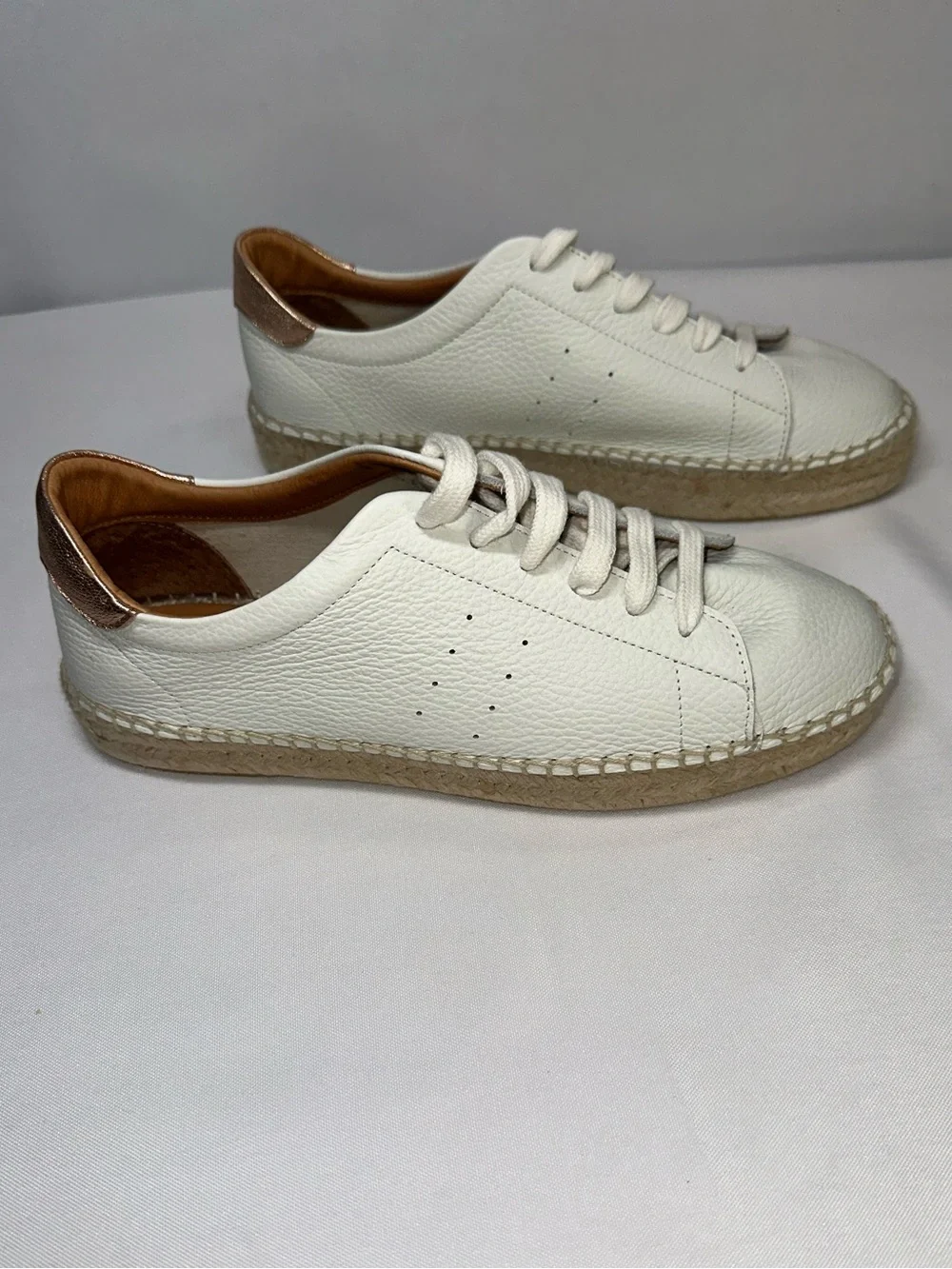 Dalson Espadrilles Boho Hippie Cottagecore White Leather Platform Sneaker Sz 9